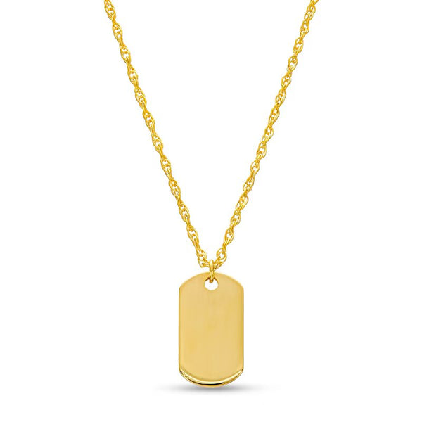 Engravable Dog Tag Pendant in 14K Gold