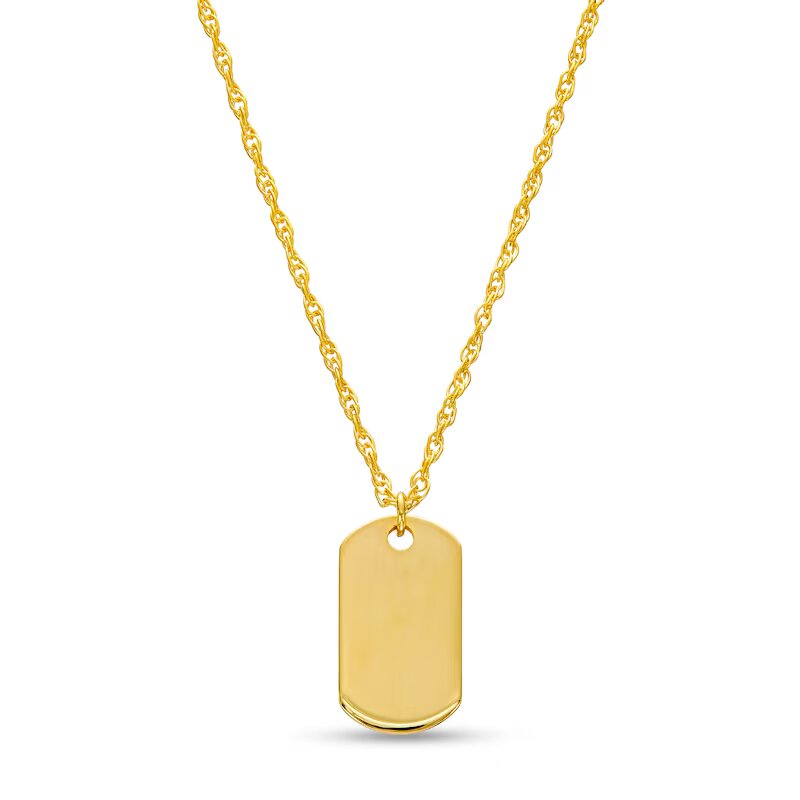 Engravable Dog Tag Pendant in 14K Gold