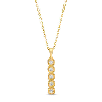 1/5 CT. T.W. Diamond Five Stone Linear Drop Box Pendant in 10K Gold