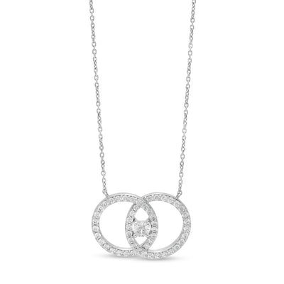 You Me Us 1 CT. T.W. Diamond Interlocking Circles Necklace in 10K White Gold – 19"