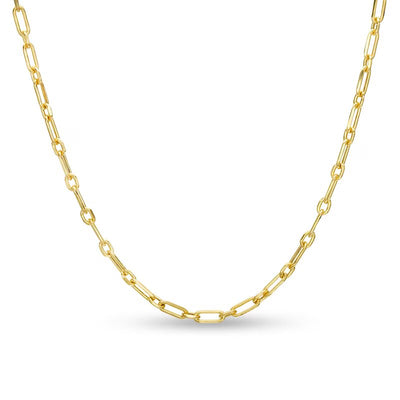 Child's Hollow Paper Clip Chain Necklace in 14K Gold – 13"