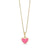 Child's Pink Enamel Heart Pendant in 14K Gold – 15"