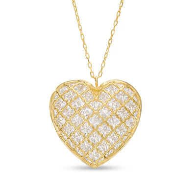 Oro Diamante™ Diamond-Cut Lattice Heart Pendant in 14K Two-Tone Gold