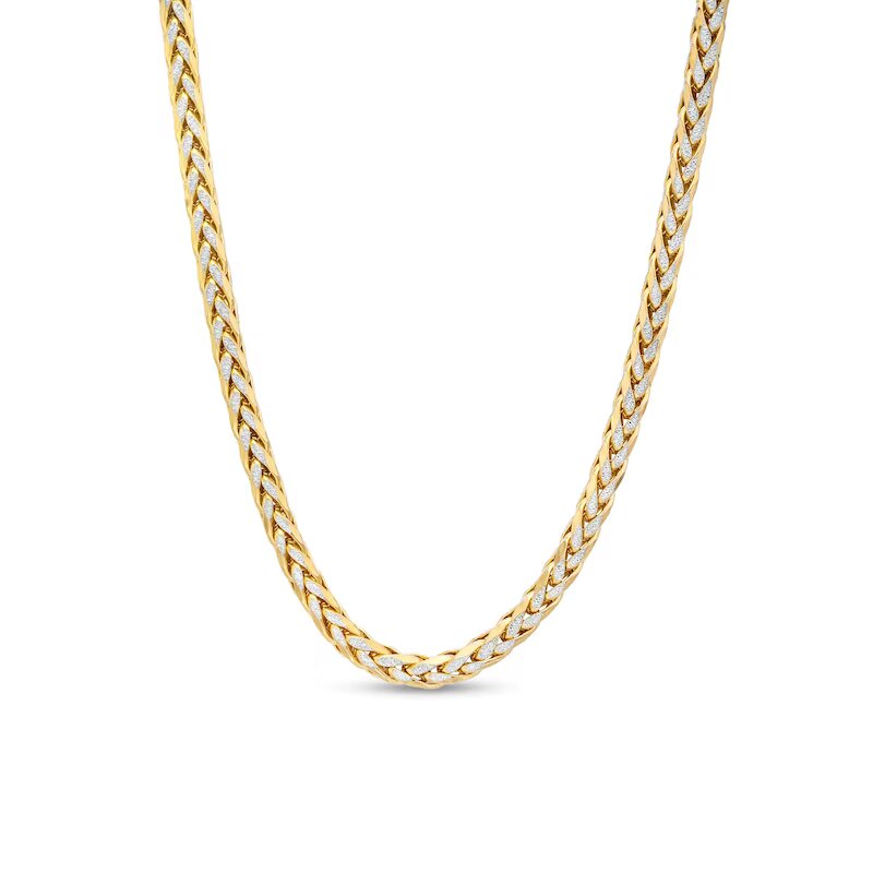 Oro Diamante™ Diamond-Cut 3.5mm Hollow Wheat Chain Necklace in 14K Two-Tone Gold