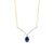 Oval Blue Sapphire and 1/15 CT. T.W. Diamond Chevron Necklace in 10K Gold – 17"