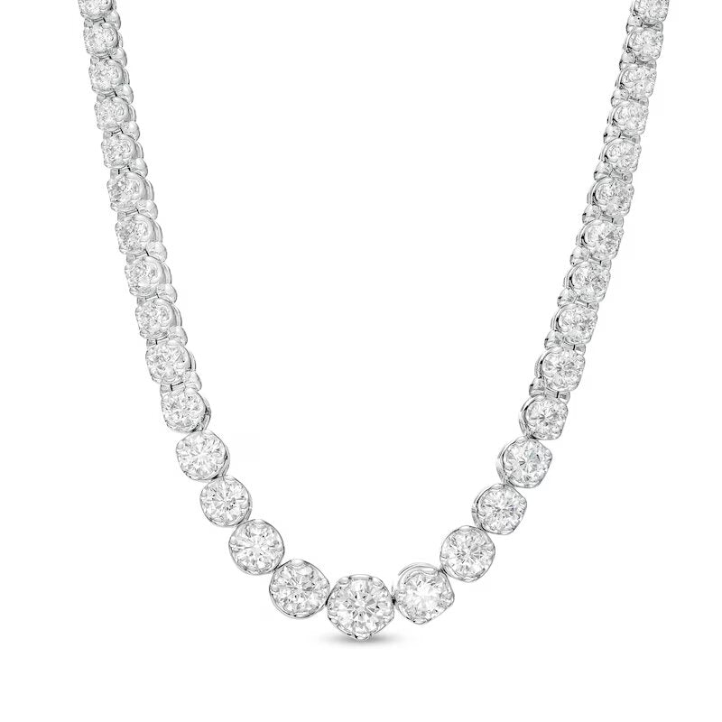 4 CT. T.W. Certified Lab-Created Diamond Graduated Riviera Necklace in 10K White Gold (F/SI2) – 17"
