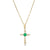 3.0mm Emerald and 1/15 CT. T.W. Diamond Cross Pendant in 10K Gold