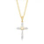 3.0mm Opal and 1/15 CT. T.W. Diamond Pointed Cross Pendant in 10K Gold