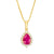 Pear-Shaped Ruby and 1/6 CT. T.W. Diamond Frame Pendant in 10K Gold