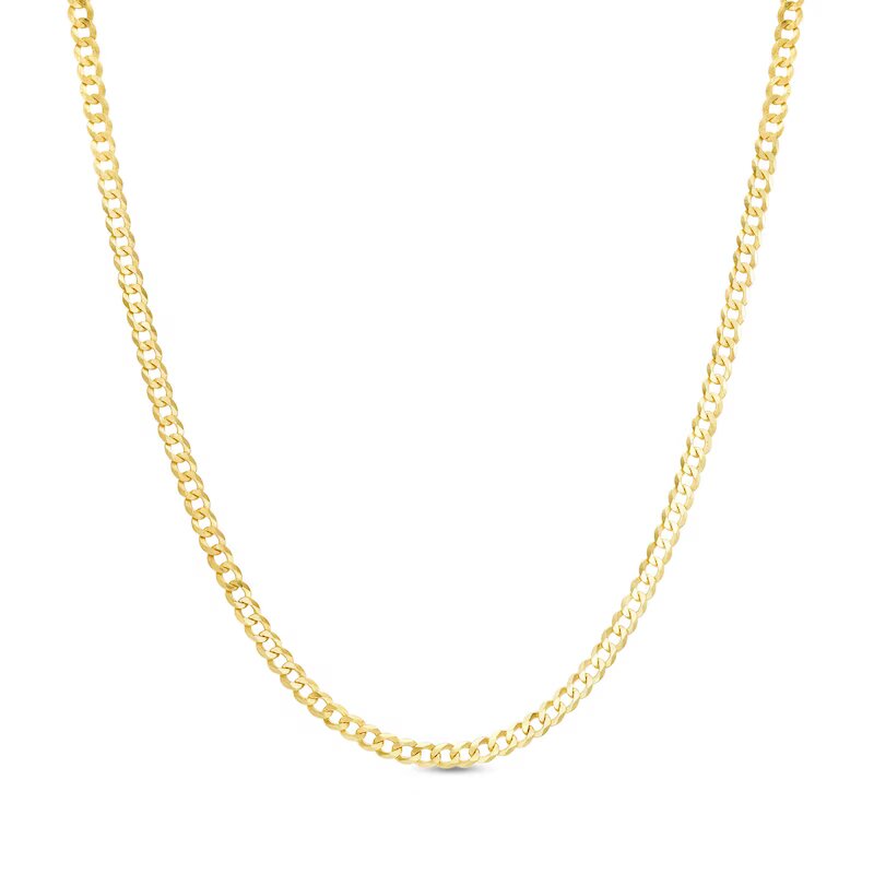 2.7mm Solid Curb Chain Necklace in 14K Gold - Shryne Diamanti & Co.