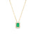 Emerald-Cut Emerald and 1/8 CT. T.W. Baguette and Round Diamond Frame Pendant in 10K Gold