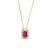 Emerald-Cut Ruby and 1/8 CT. T.W. Diamond Frame Pendant in 10K Gold