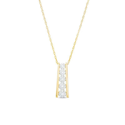 1/4 CT. T.W. Multi-Diamond Graduated Ladder Pendant in 10K Gold