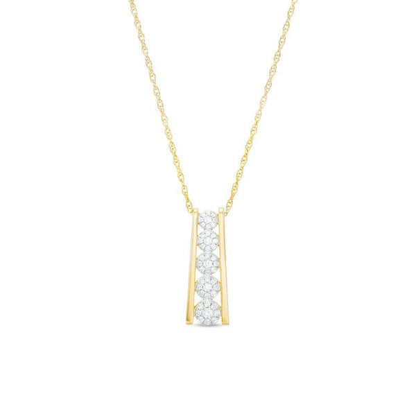 1/4 CT. T.W. Multi-Diamond Graduated Ladder Pendant in 10K Gold