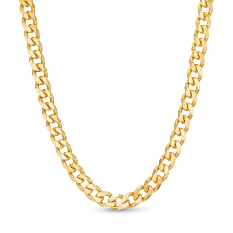 6.3mm Solid Curb Chain Necklace in 10K Gold - 18" - Shryne Diamanti & Co.