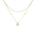 1/6 CT. T.W. Pear-Shaped Multi-Diamond Double Strand Bead Station Necklace in 10K Gold - 16.5"