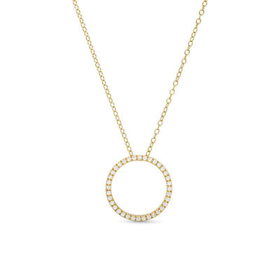 1/6 CT. T.W. Diamond Circle Outline Pendant in 10K Gold