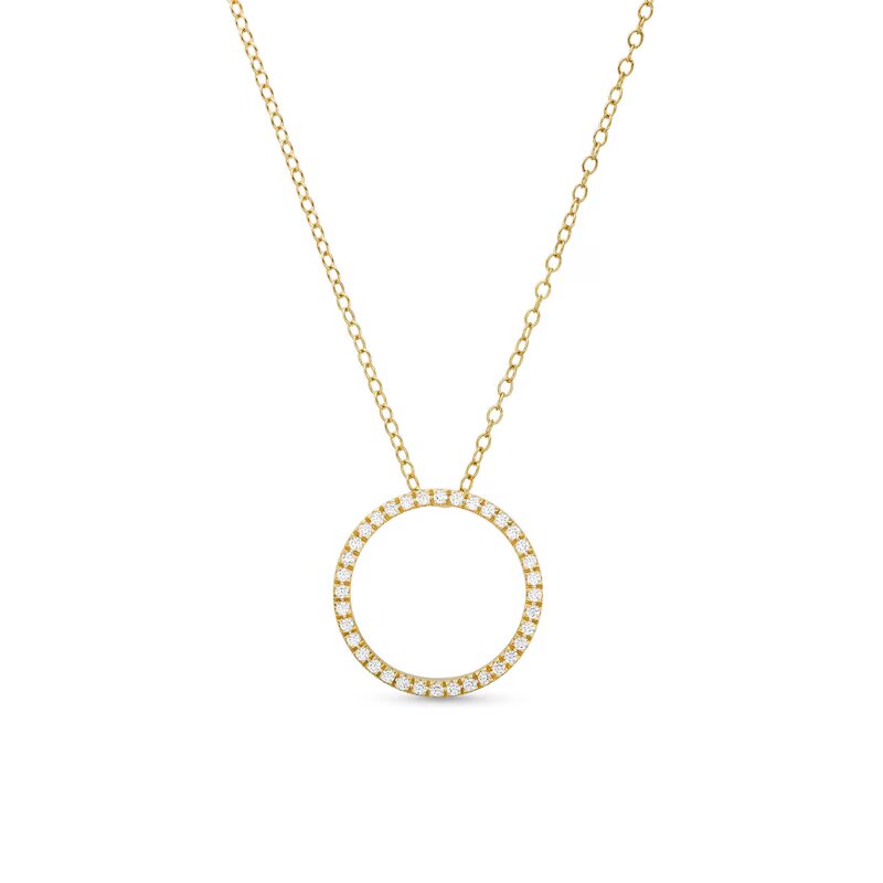 1/6 CT. T.W. Diamond Circle Outline Pendant in 10K Gold