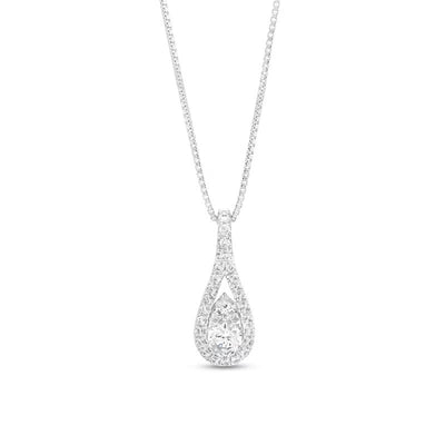 1/3 CT. T.W. Diamond Curved "Y" Necklace in 10K White Gold