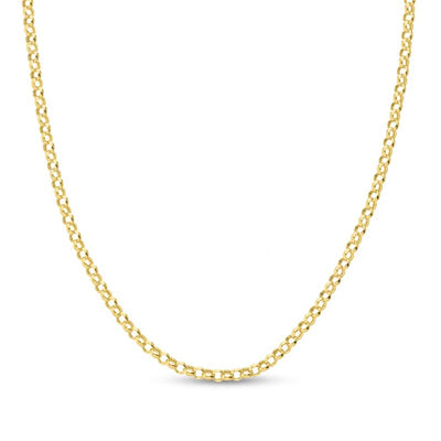 3.8mm Hollow Rolo Chain Necklace in 14K White Gold - 16"