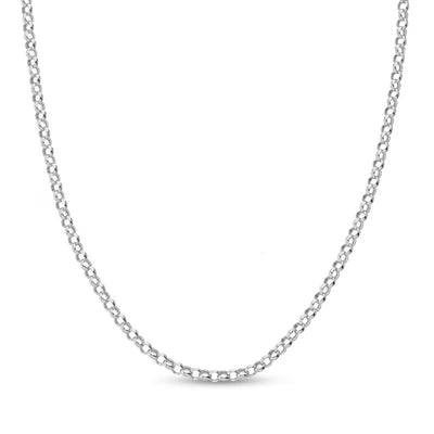 3.8mm Hollow Rolo Chain Necklace in 14K White Gold - 16"