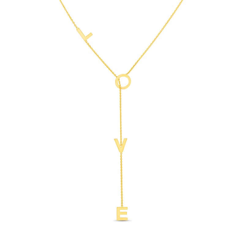 Diamond-Cut "LOVE" Lariat-Style Necklace in 14K Gold