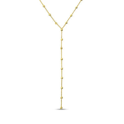 Diamond-Cut Bead Station "Y" Necklace in 14K Gold