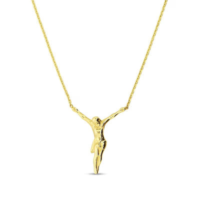 Diamond-Cut Jesus Figure Necklace in 14K Gold