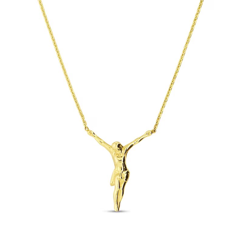 Diamond-Cut Jesus Figure Necklace in 14K Gold