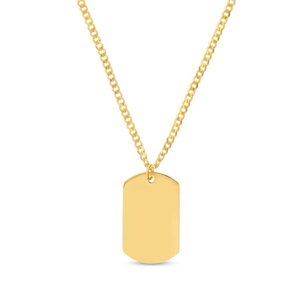 Men's Diamond-Cut Engravable Dog Tag Pendant in 14K Gold - 20"