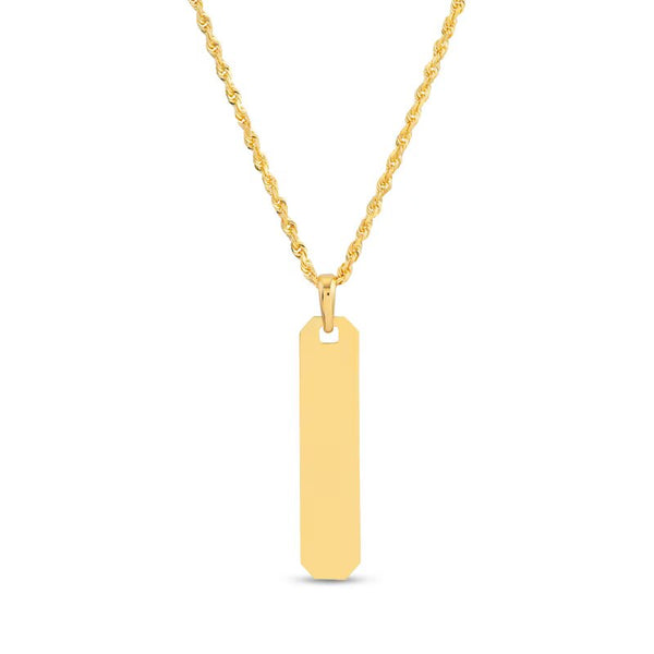 Men's Diamond-Cut Fancy-Cut Corner Vertical Bar Pendant in 14K Gold - 20"