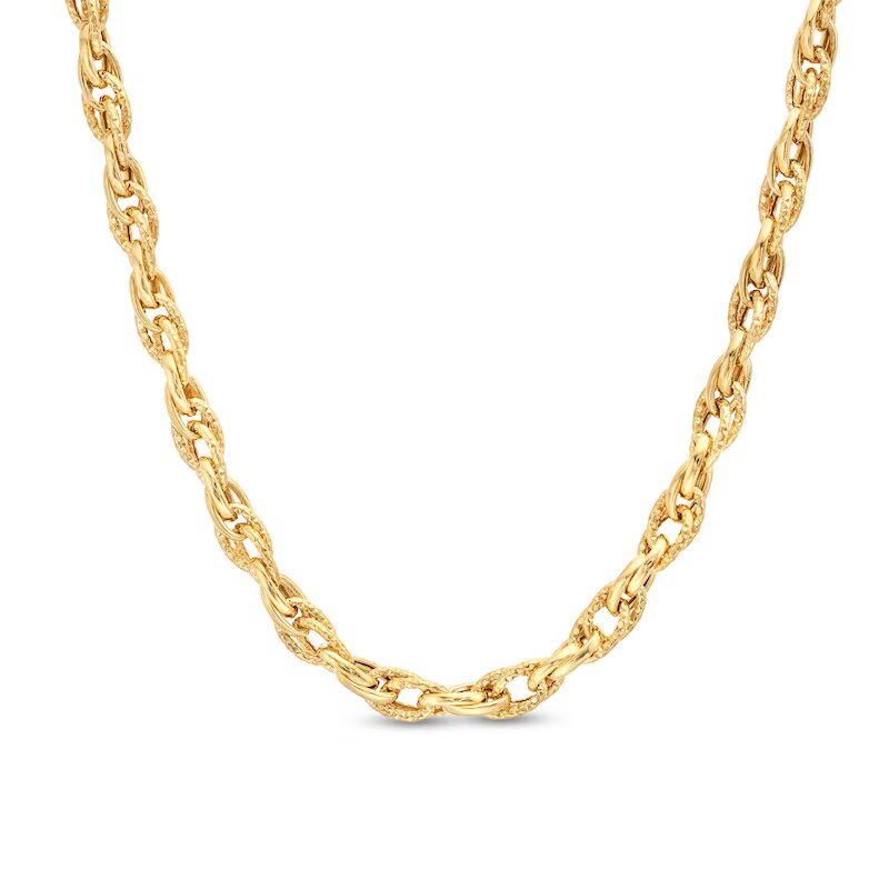 5.5mm Diamond-Cut Hollow Rolo Chain Necklace in 10K Gold - Shryne Diamanti & Co.