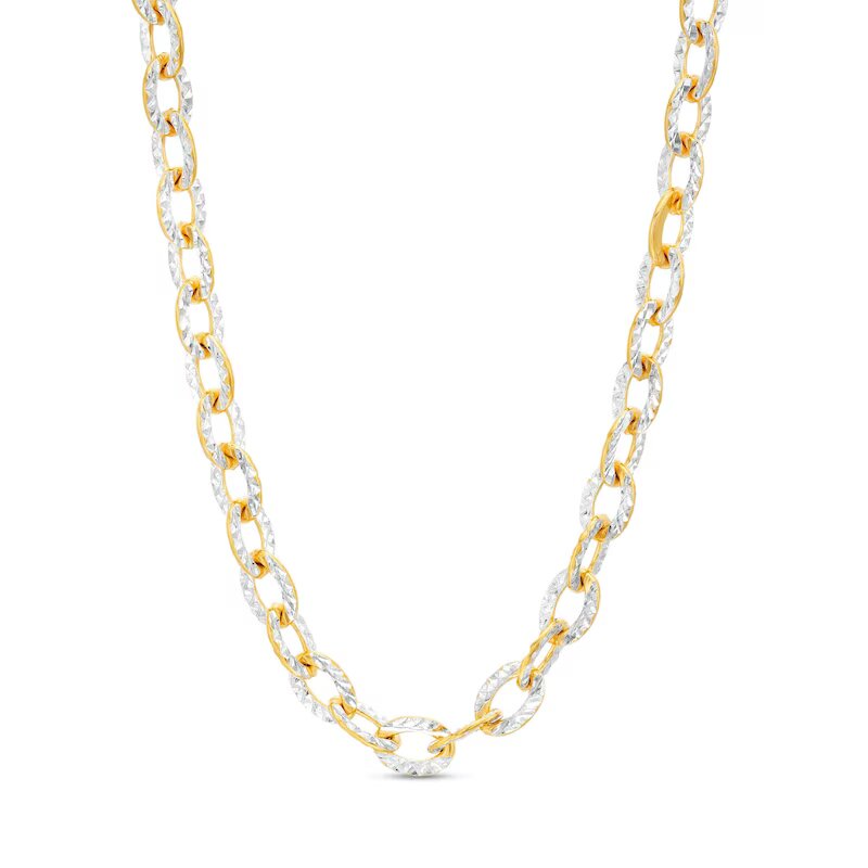 4.82mm Diamond-Cut Solid Cable Chain Necklace in 10K Two-Tone Gold - 18"