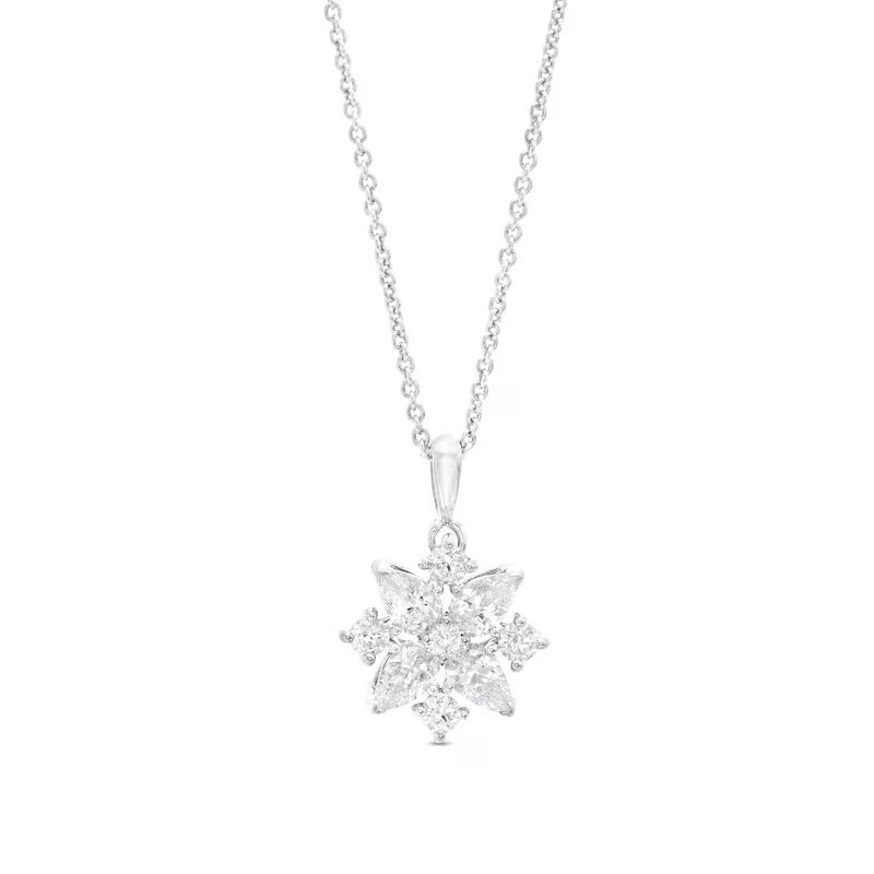 1 CT. T.W. Certified Lab-Created Diamond Snowflake Pendant in 14K White Gold (F/SI2)