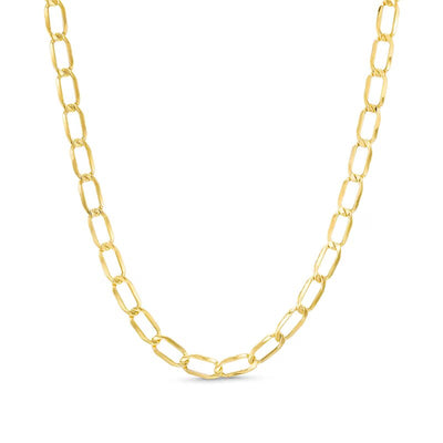 5.4mm Open Oval-Shaped Hollow Curb Chain Necklace in 14K Gold - 16"