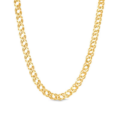 4.7mm Multi-Finish Double Curb Chain Necklace in Hollow 10K Gold - 18" - Shryne Diamanti & Co.