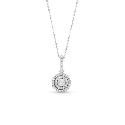 ZShryne Diamanti & Co  Rocksbox 3/4 CT. T.W. Lab-Created Diamond Double Halo Drop Pendant in 10K White Gold