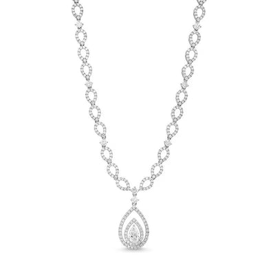 Shryne Diamanti & Co  Rocksbox 4 CT. T.W. Pear-Shaped Lab-Created Diamond Double Halo Necklace in 10K White Gold