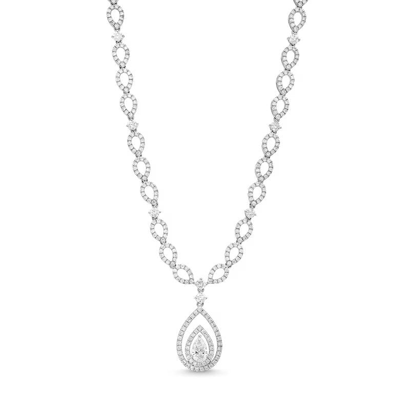 Shryne Diamanti & Co  Rocksbox 4 CT. T.W. Pear-Shaped Lab-Created Diamond Double Halo Necklace in 10K White Gold