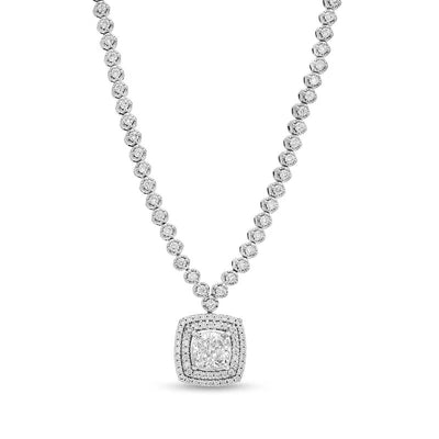 Shryne Diamanti & Co x Rocksbox 3-1/2 CT. T.W. Cushion-Cut Lab-Created Diamond Halo Drop Necklace in 10K White Gold