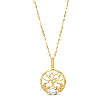 Diamond Accent "MOM" Family Tree Pendant in 10K Gold