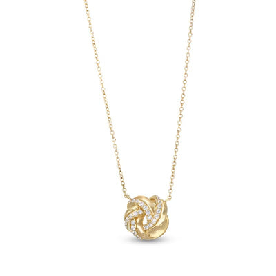 1/10 CT. T.W. Diamond Love Knot Necklace in 10K Gold - 17"