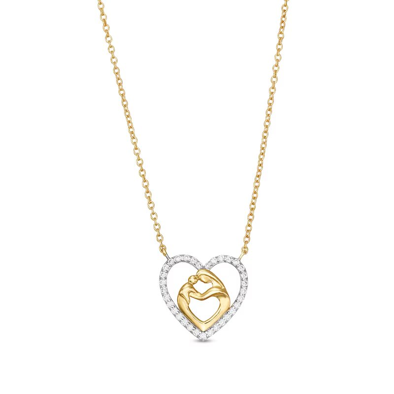 1/10 CT. T.W. Diamond Motherly Love Heart Necklace in 10K Gold - 17"