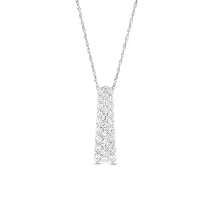 1 CT. T.W. Certified Lab-Created Diamond Scallop Edge Linear Graduating Pendant in 14K White Gold (F/SI2)