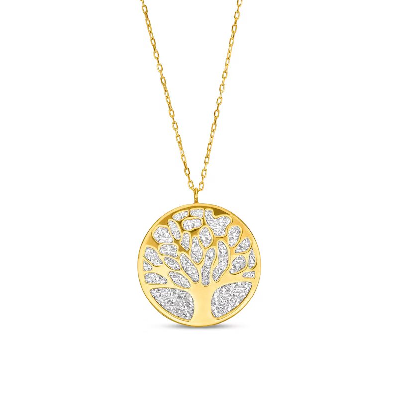 Tree of Life Disc Pendant in 10K Two-Tone Gold