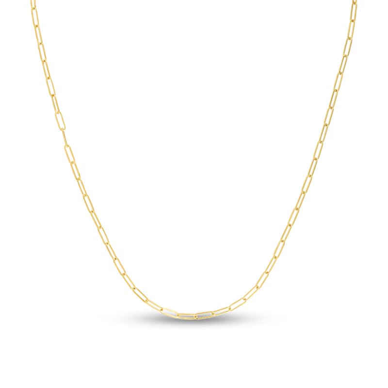 2.1mm Paper Clip Chain Necklace in Hollow 14K Gold