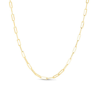 3.2mm Paper Clip Chain Necklace in Hollow 14K Gold