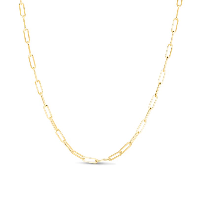 3.2mm Paper Clip Chain Necklace in Hollow 14K Gold