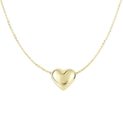 Puffed Heart Necklace in 14K Gold