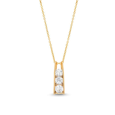 1 CT. T.W. Certified Lab-Created Diamond Linear Three Stone Bar Pendant in 14K Gold